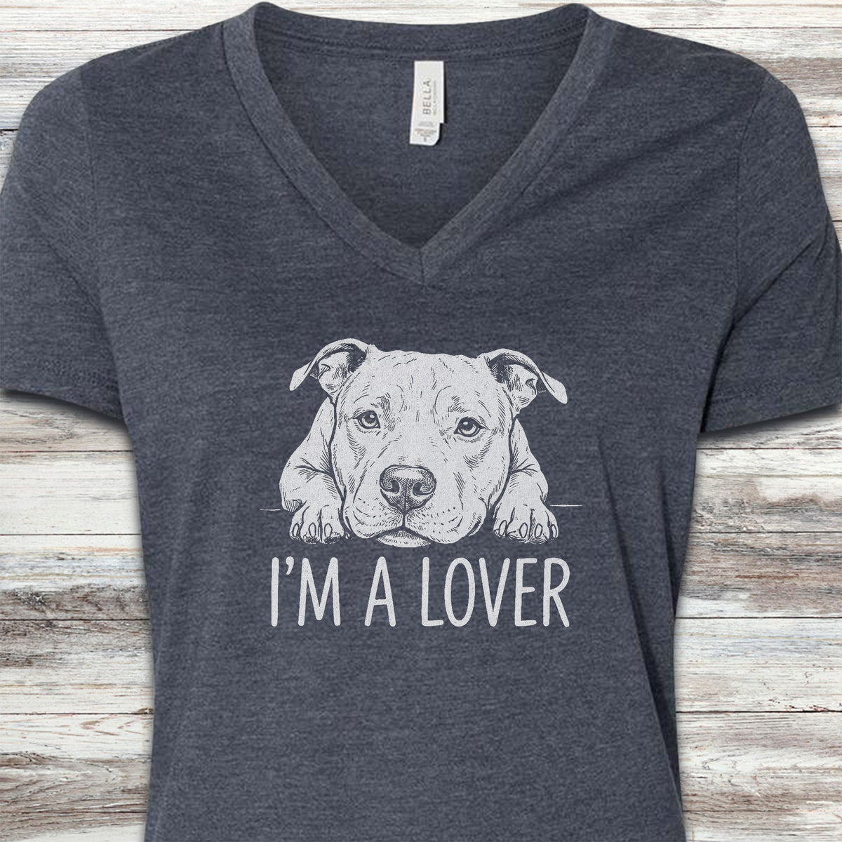 Pit Bull Lover V-Neck Tee - Heather Navy