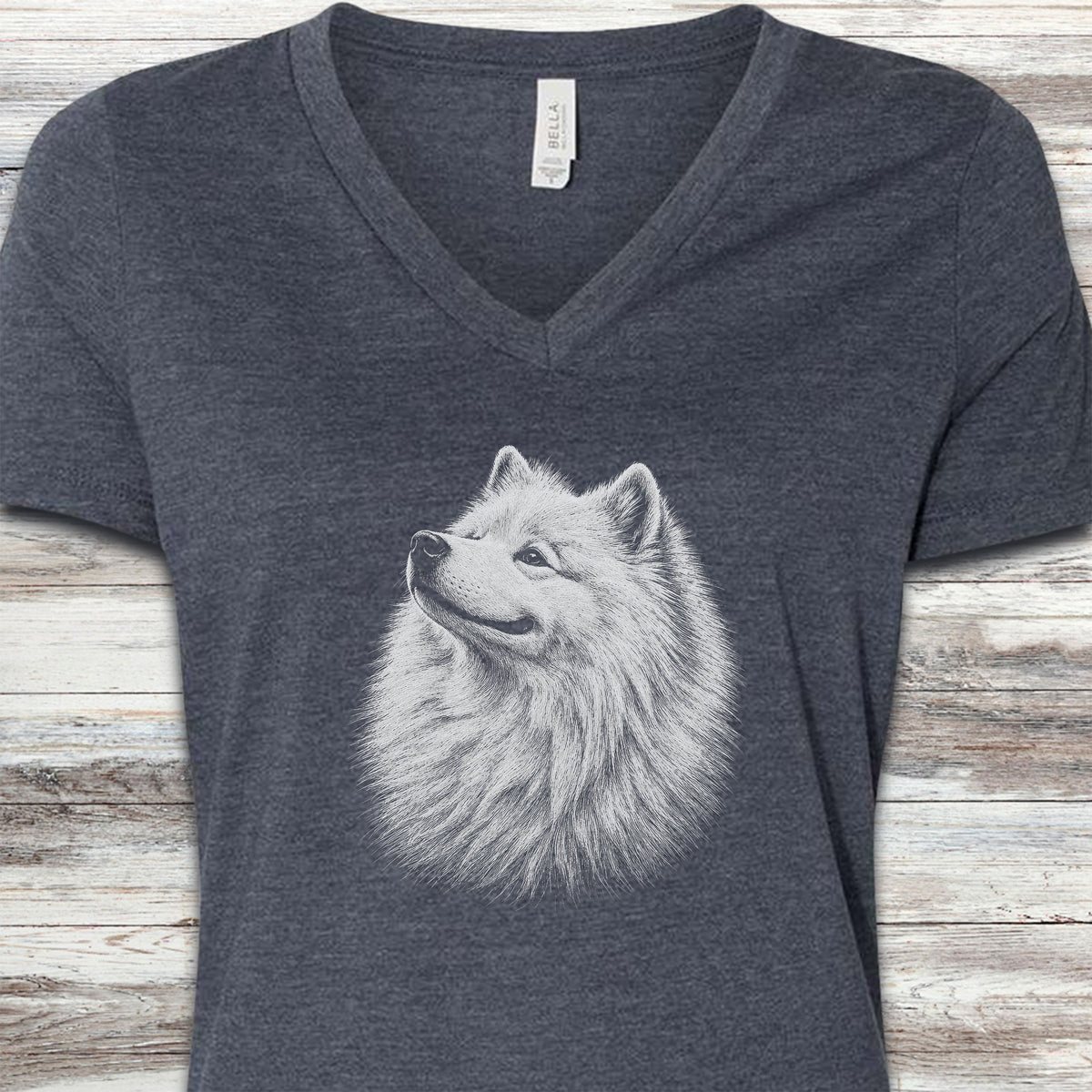 Samoyed Loyalty V-Neck Tee - Heather Navy