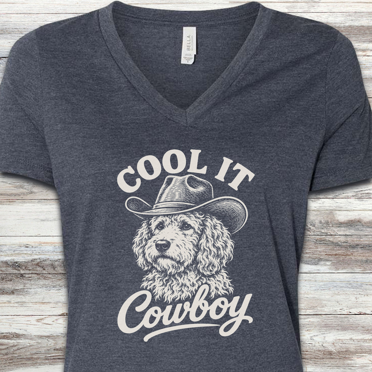 Goldendoodle Cool It V-Neck Tee - Heather Navy