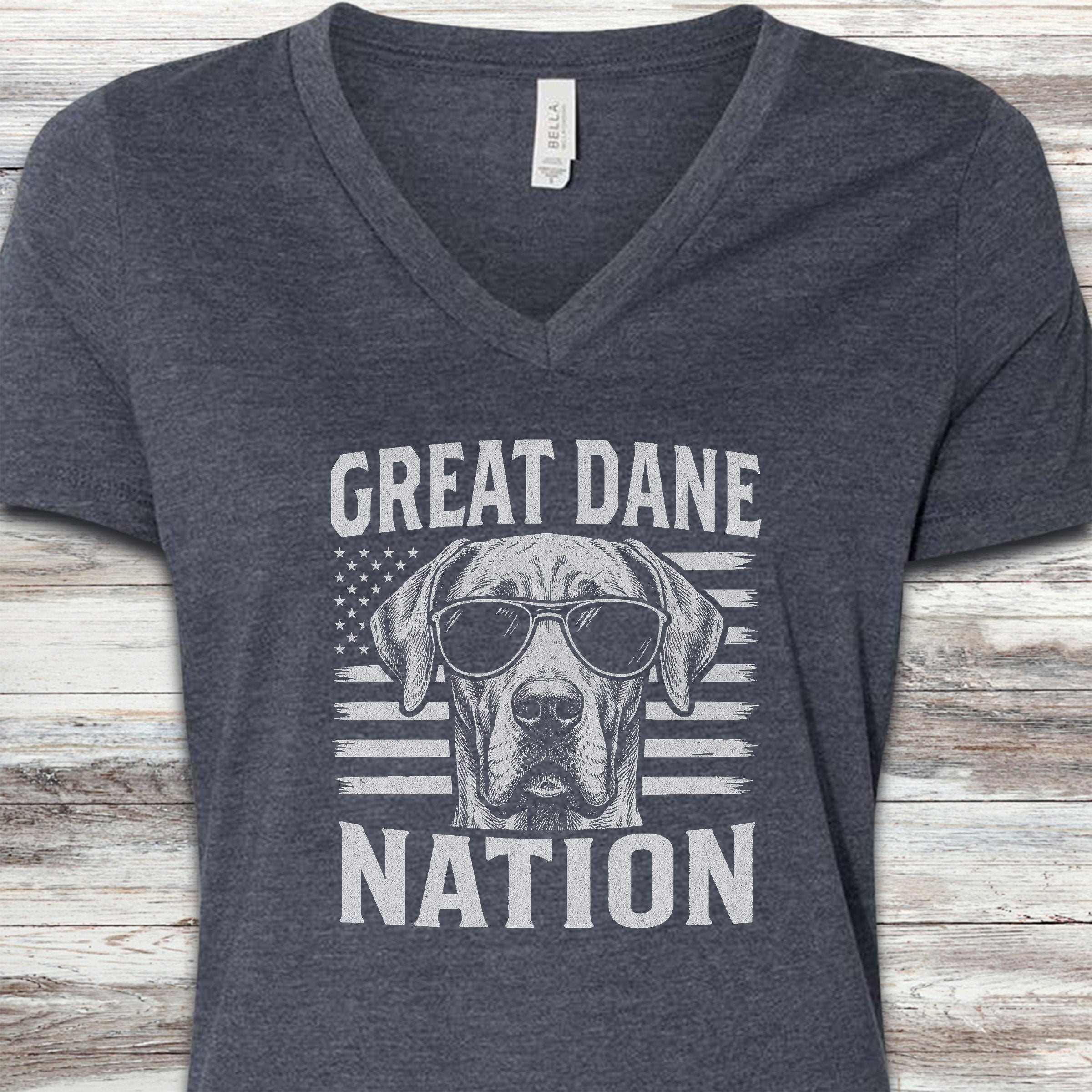 Great Dane Nation V-Neck Tee - Heather Navy
