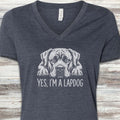 Cane Corso Lap Dog V-Neck Tee - Heather Navy