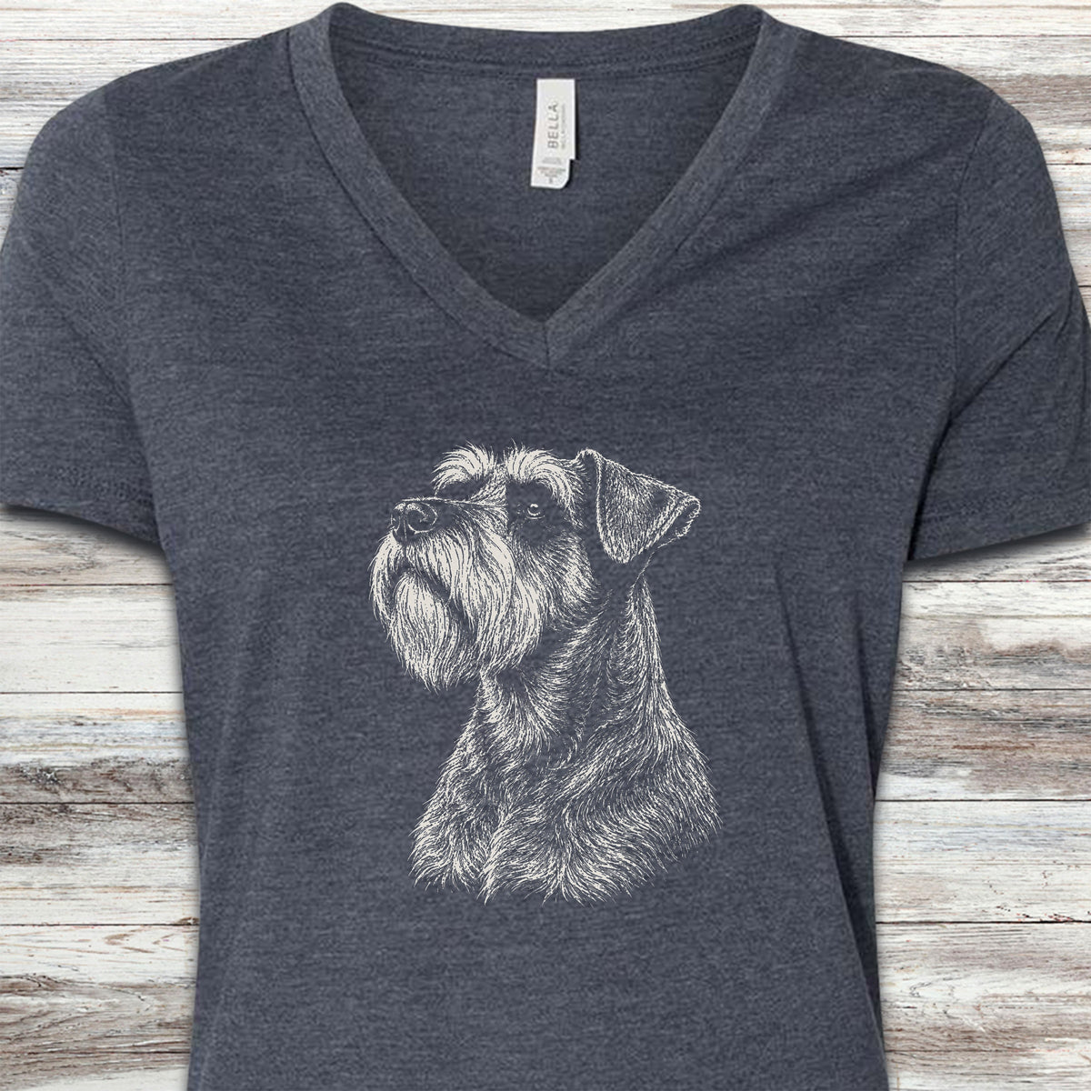 Schnauzer Loyalty V-Neck Tee - Heather Navy