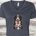 Bernese Mountain Dog Pupsicle V-Neck Tee - Heather Navy