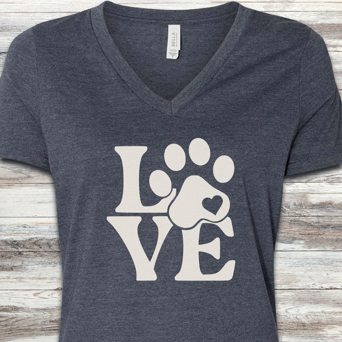 Love V-Neck Tee - Heather Navy