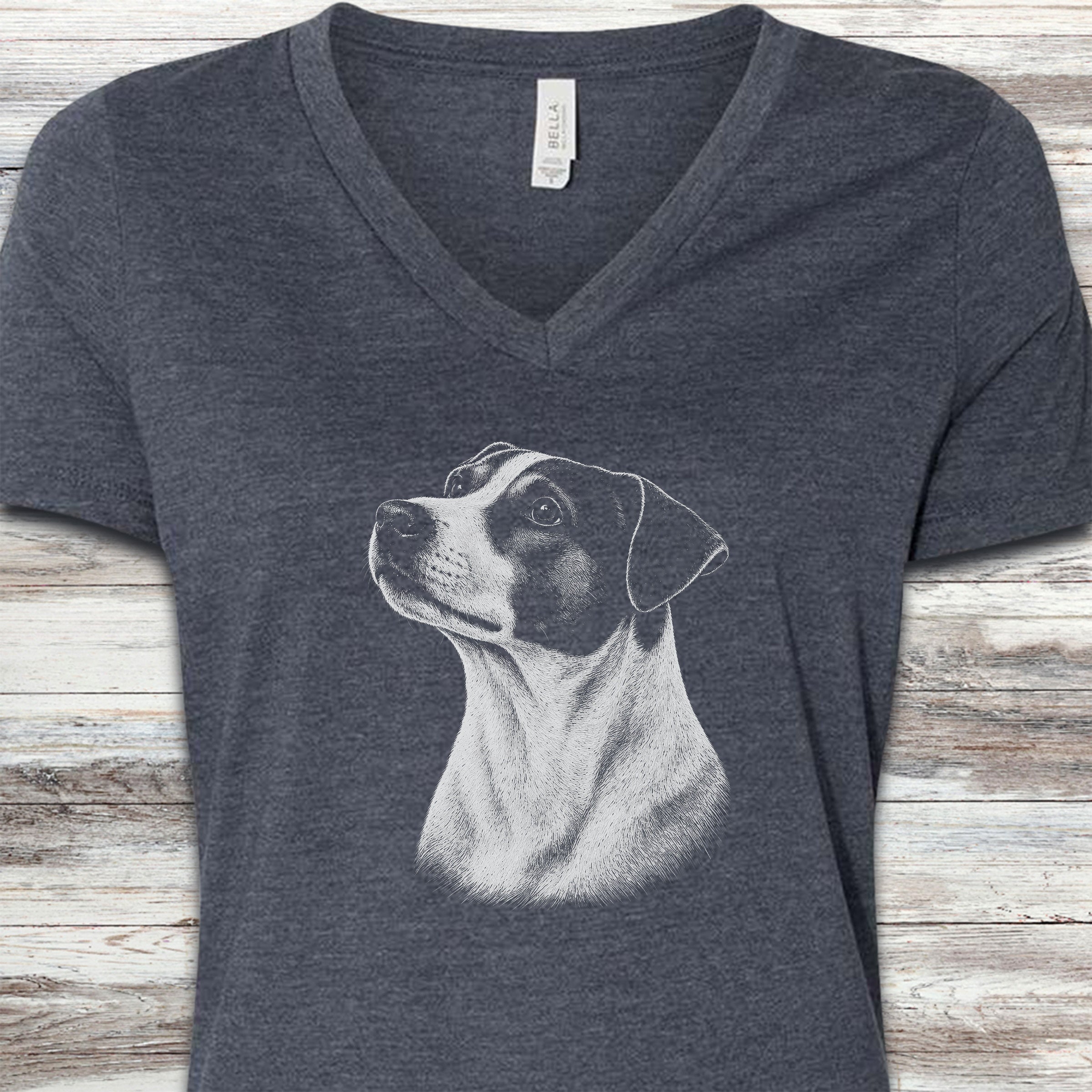 Jack Russell Loyalty V-Neck Tee - Heather Navy