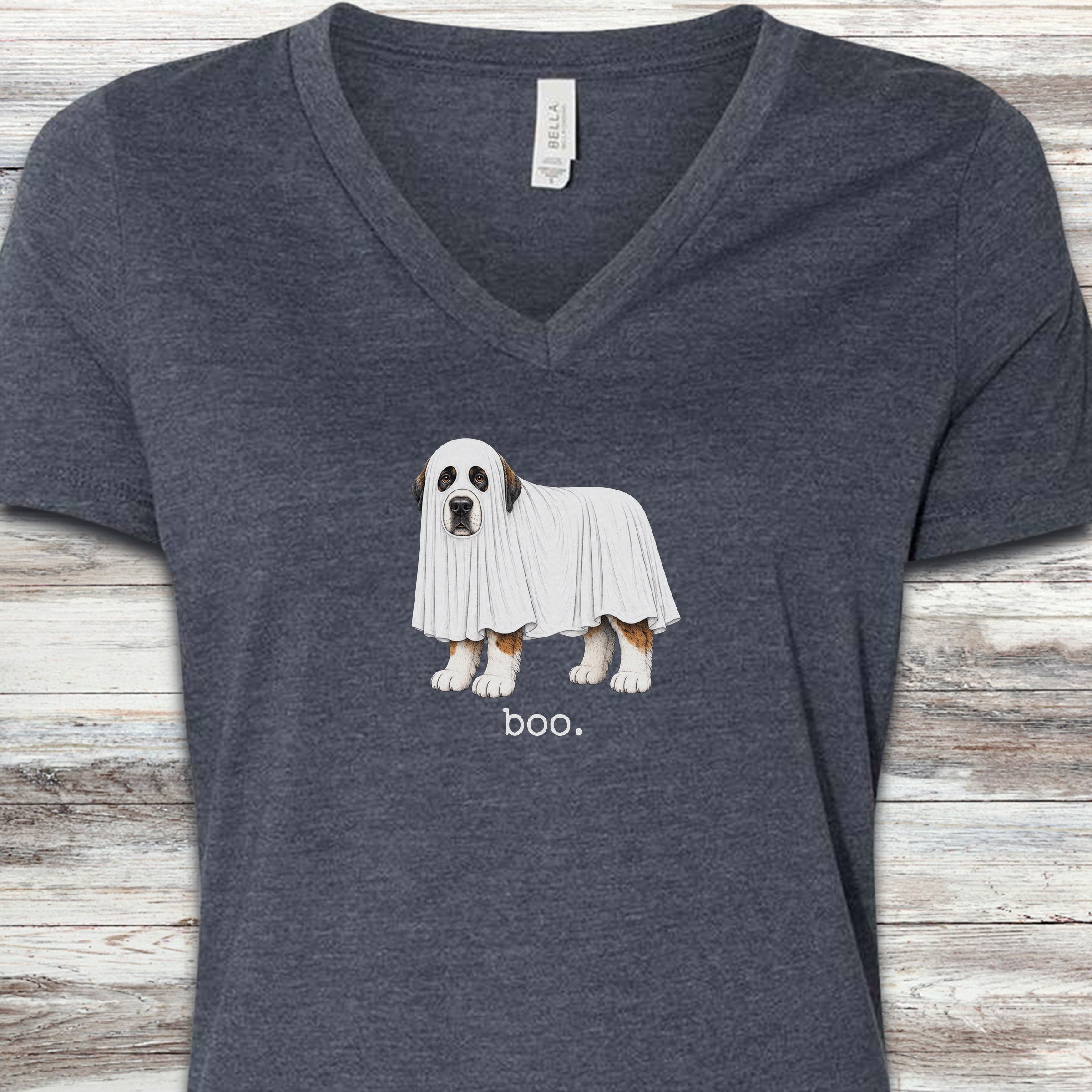 Saint Bernard Boo V-Neck Tee - Heather Navy