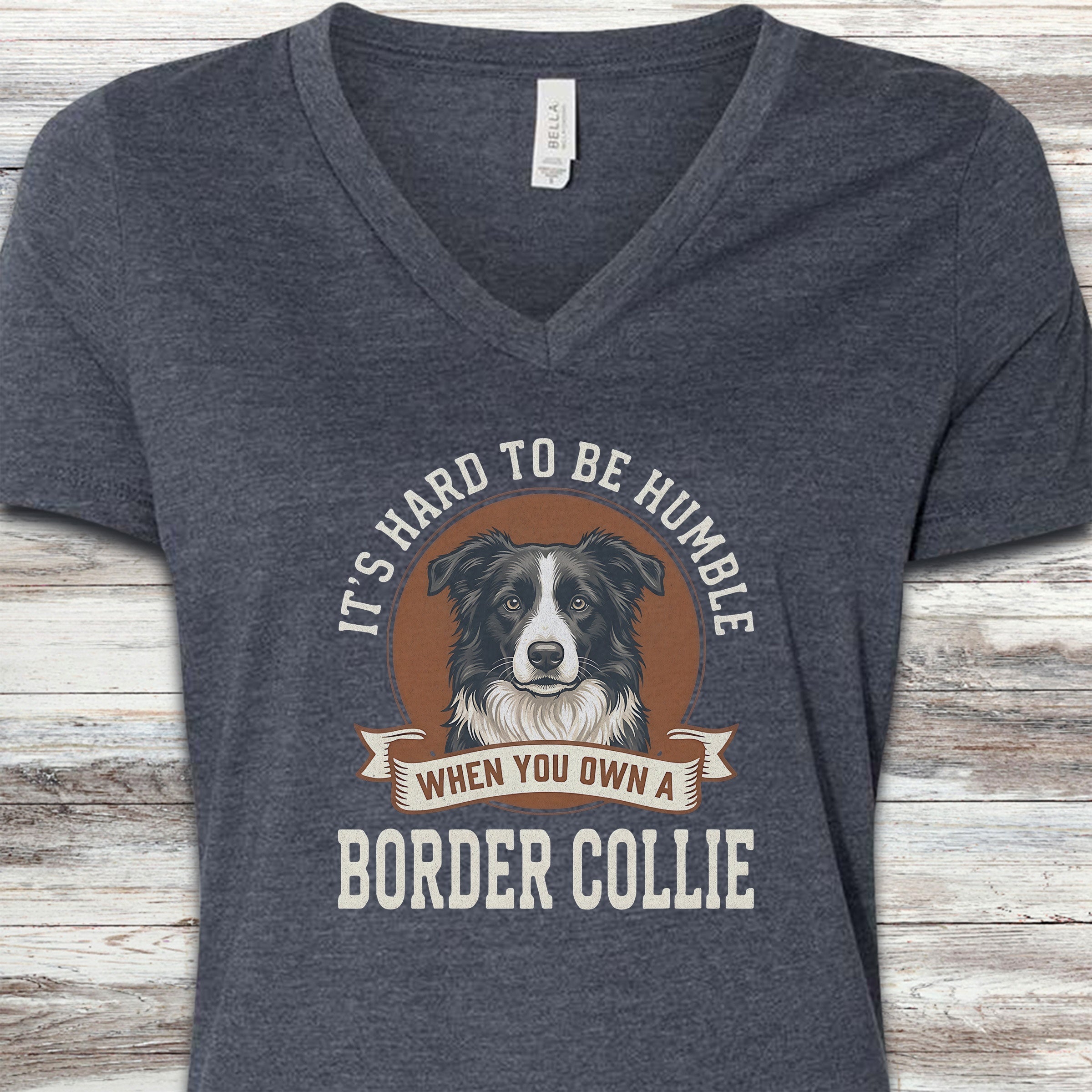 Border Collie Humble V-Neck Tee - Heather Navy