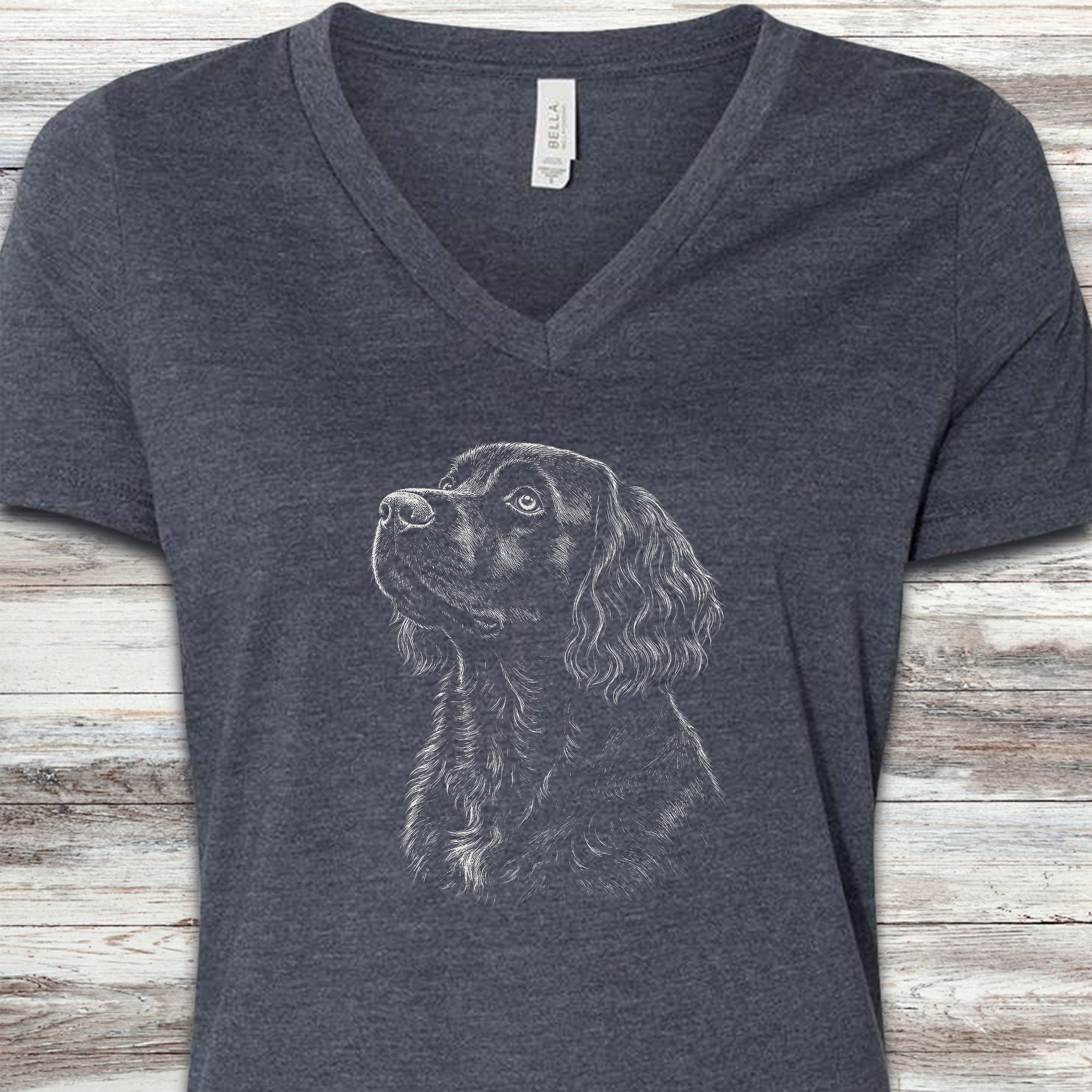 Boykin Spaniel Loyalty V-Neck Tee - Heather Navy