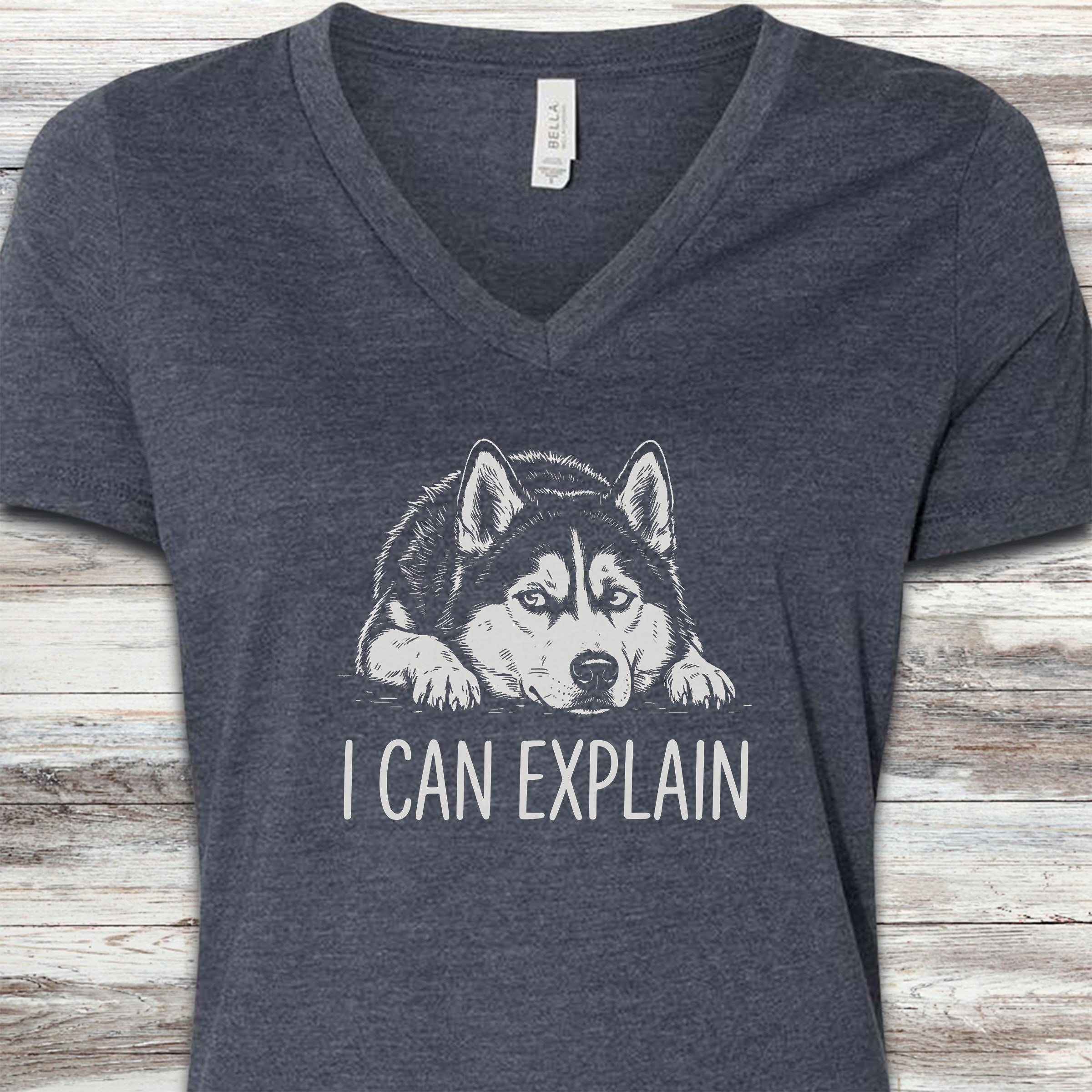 Husky Explain V-Neck Tee - Heather Navy