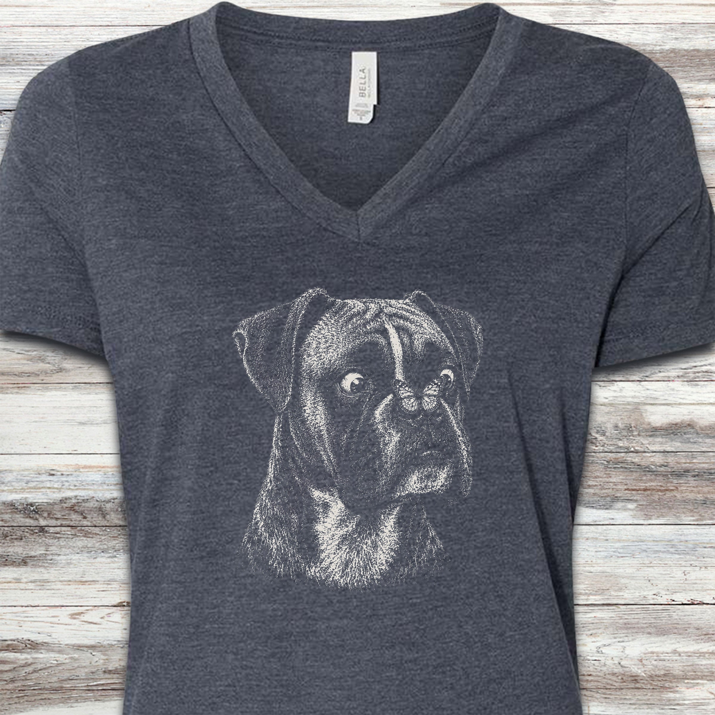 Boxer Butterfly V-Neck Tee - Heather Navy