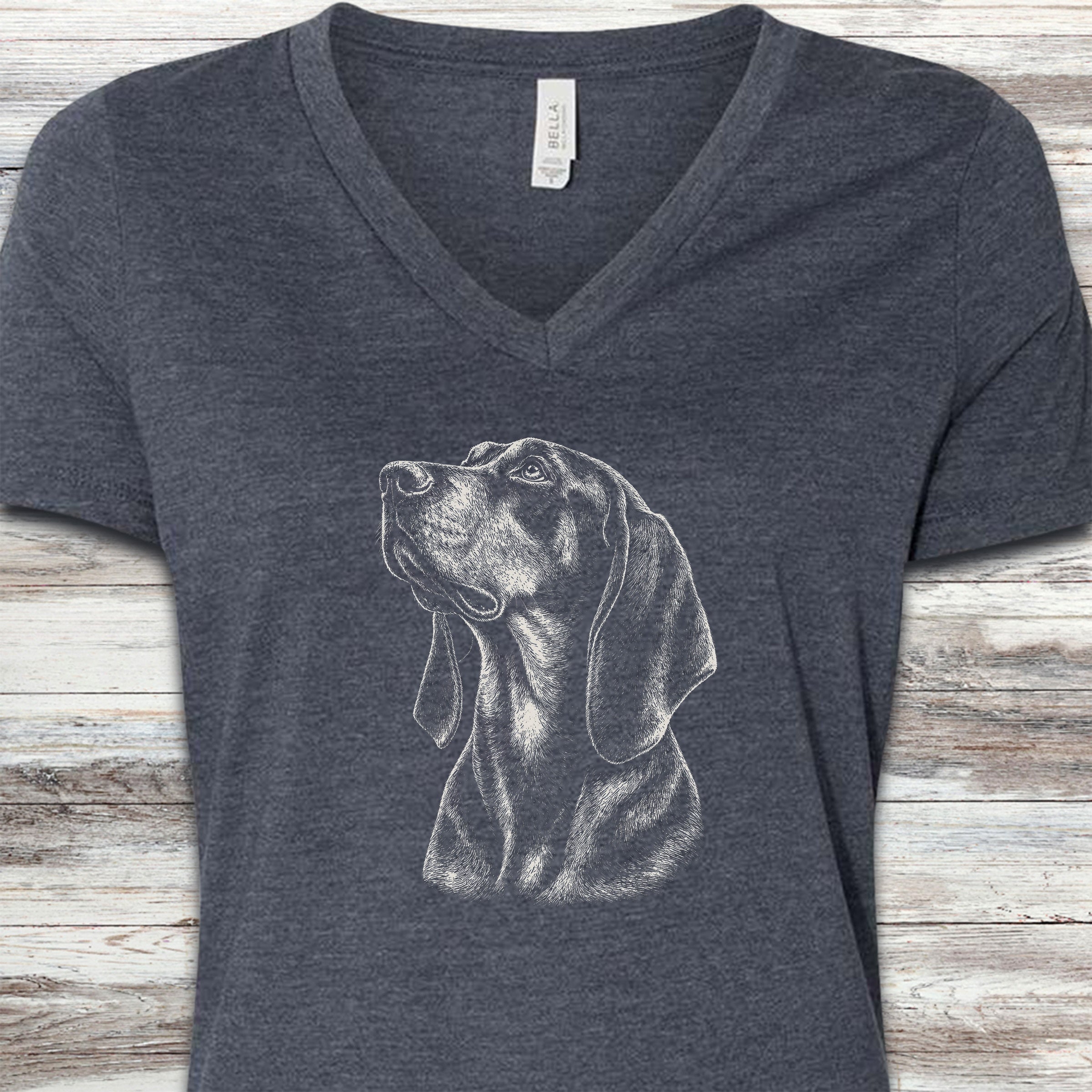 Coonhound Loyalty V-Neck Tee - Heather Navy