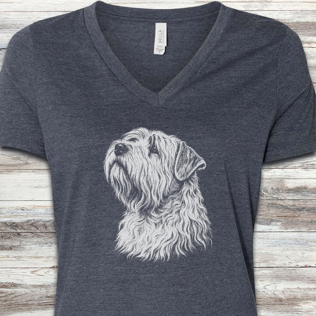Wheaten Terrier Loyalty V-Neck Tee - Heather Navy