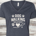 Dog Walking Weather V-Neck Tee - Heather Navy
