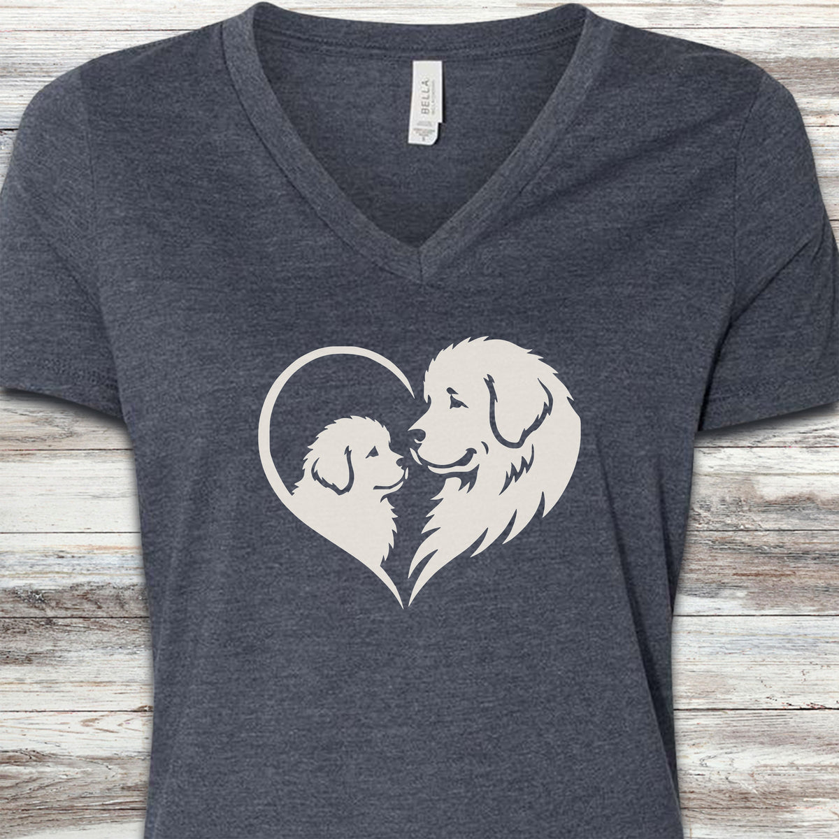 Newfoundland Heart Bond V-Neck Tee - Heather Navy