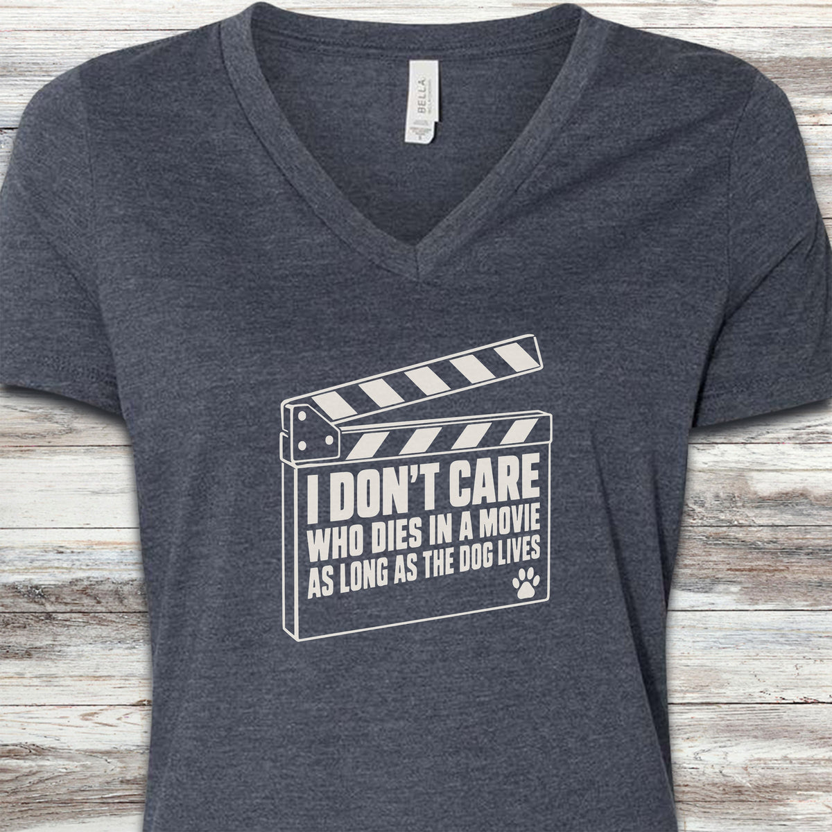 The Dog Lives V-Neck Tee - Heather Navy