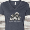 Alaskan Malamute Nope V-Neck Tee - Heather Navy