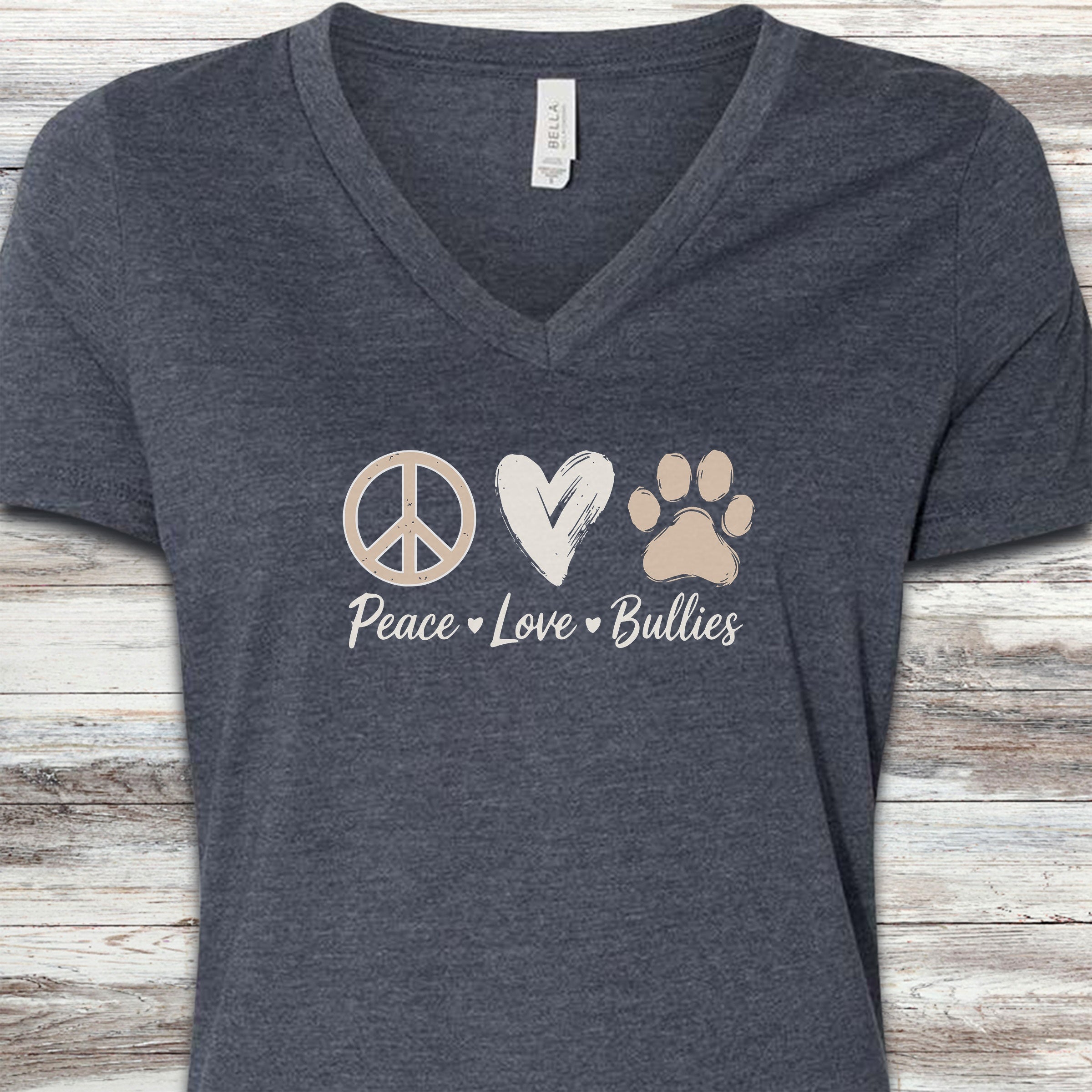 American Bully Peace V-Neck Tee - Heather Navy