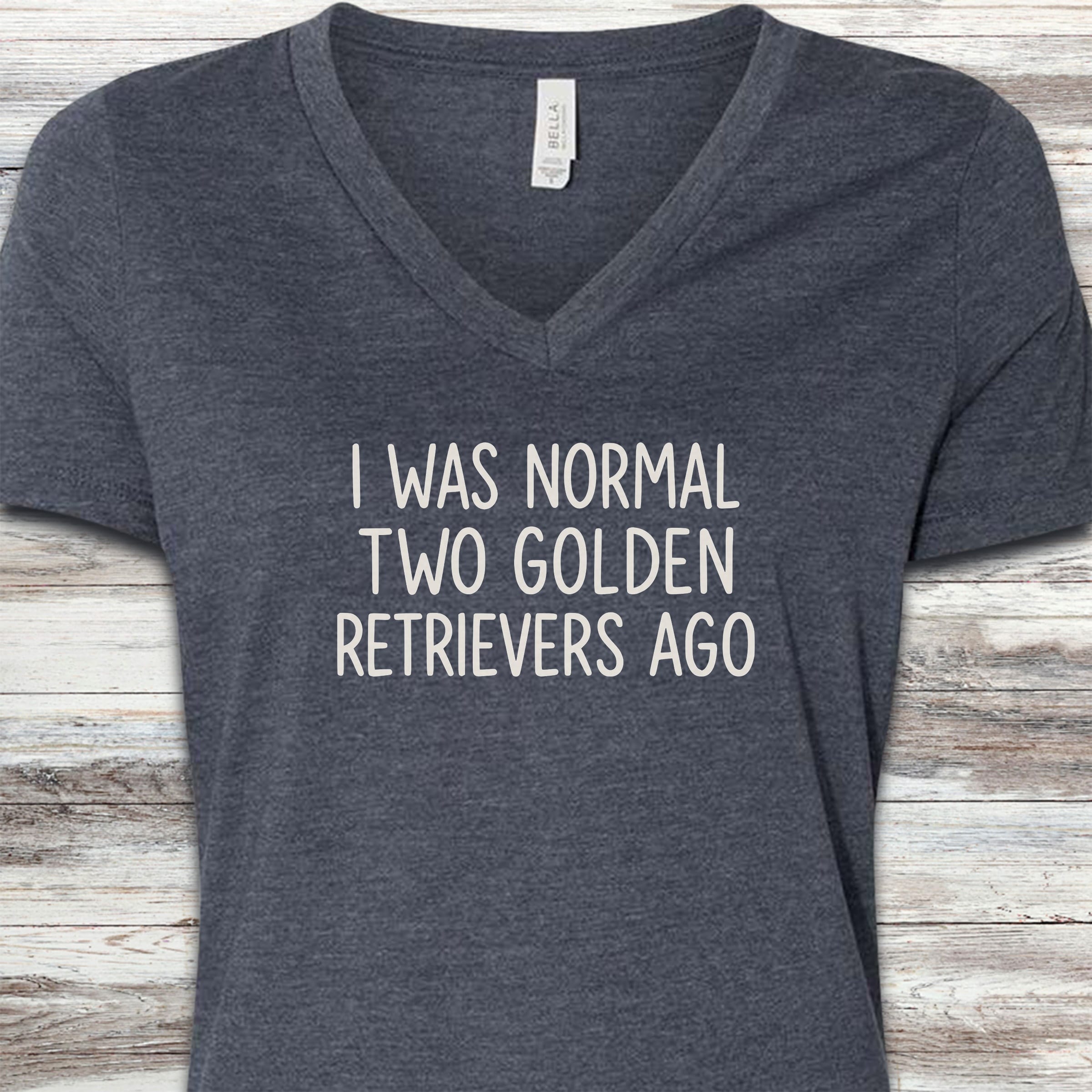 Golden Retriever Normal V-Neck Tee - Heather Navy