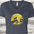 Akita Halloween Moon V-Neck Tee - Heather Navy