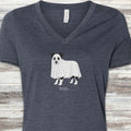 Border Collie Boo V-Neck Tee - Heather Navy