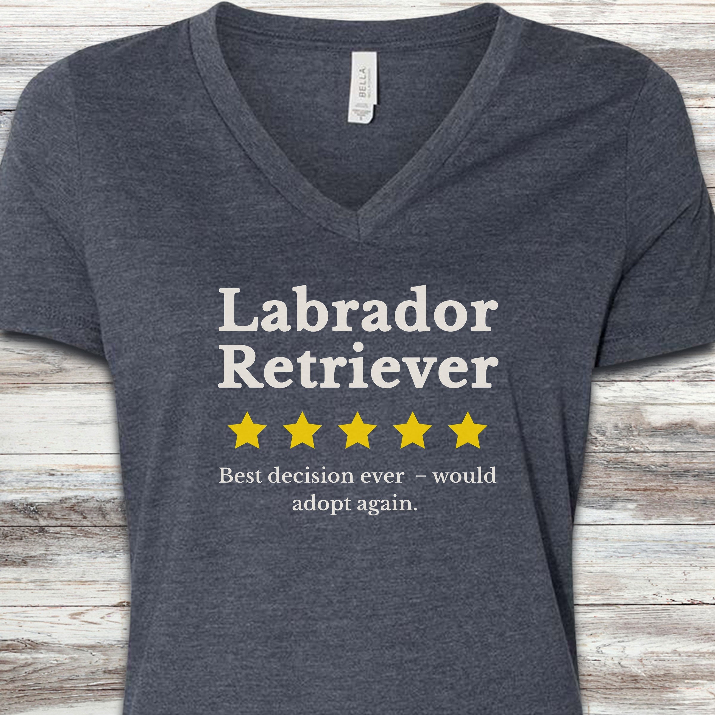 Labrador Retriever Review V-Neck Tee - Heather Navy