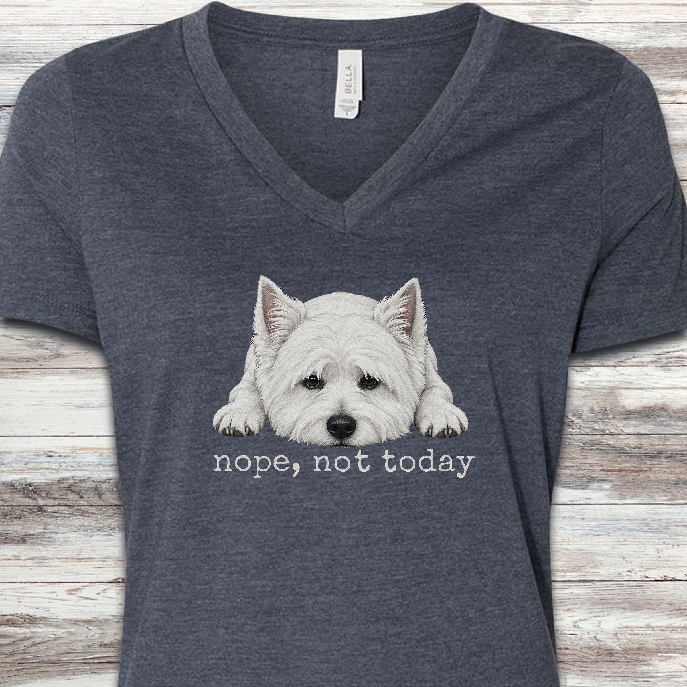 West Highland Nope V-Neck Tee - Heather Navy