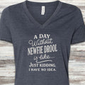 Newfoundland Drool Days V-Neck Tee - Heather Navy