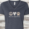 Boston Terrier Peace V-Neck Tee - Heather Navy