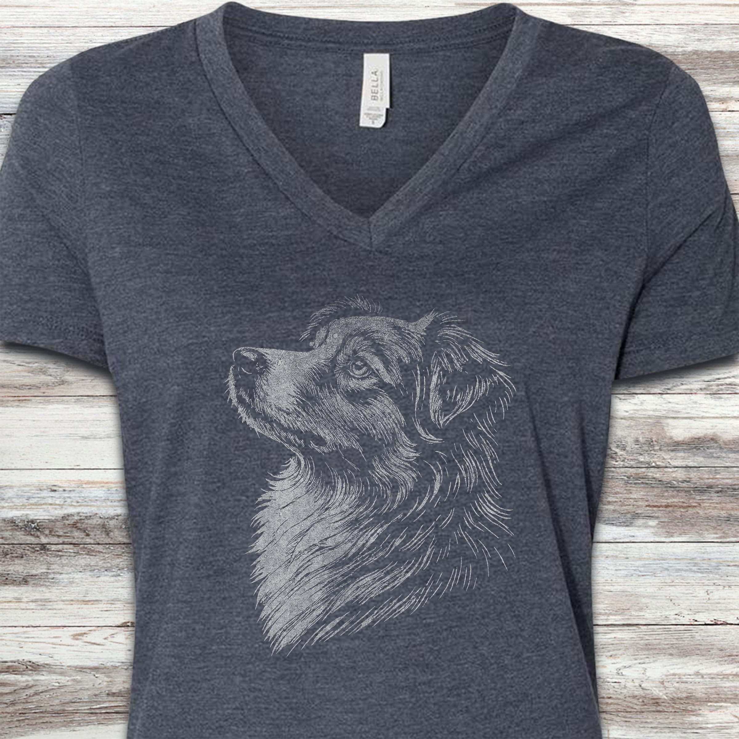 Australian Shepherd Loyalty V-Neck Tee - Heather Navy