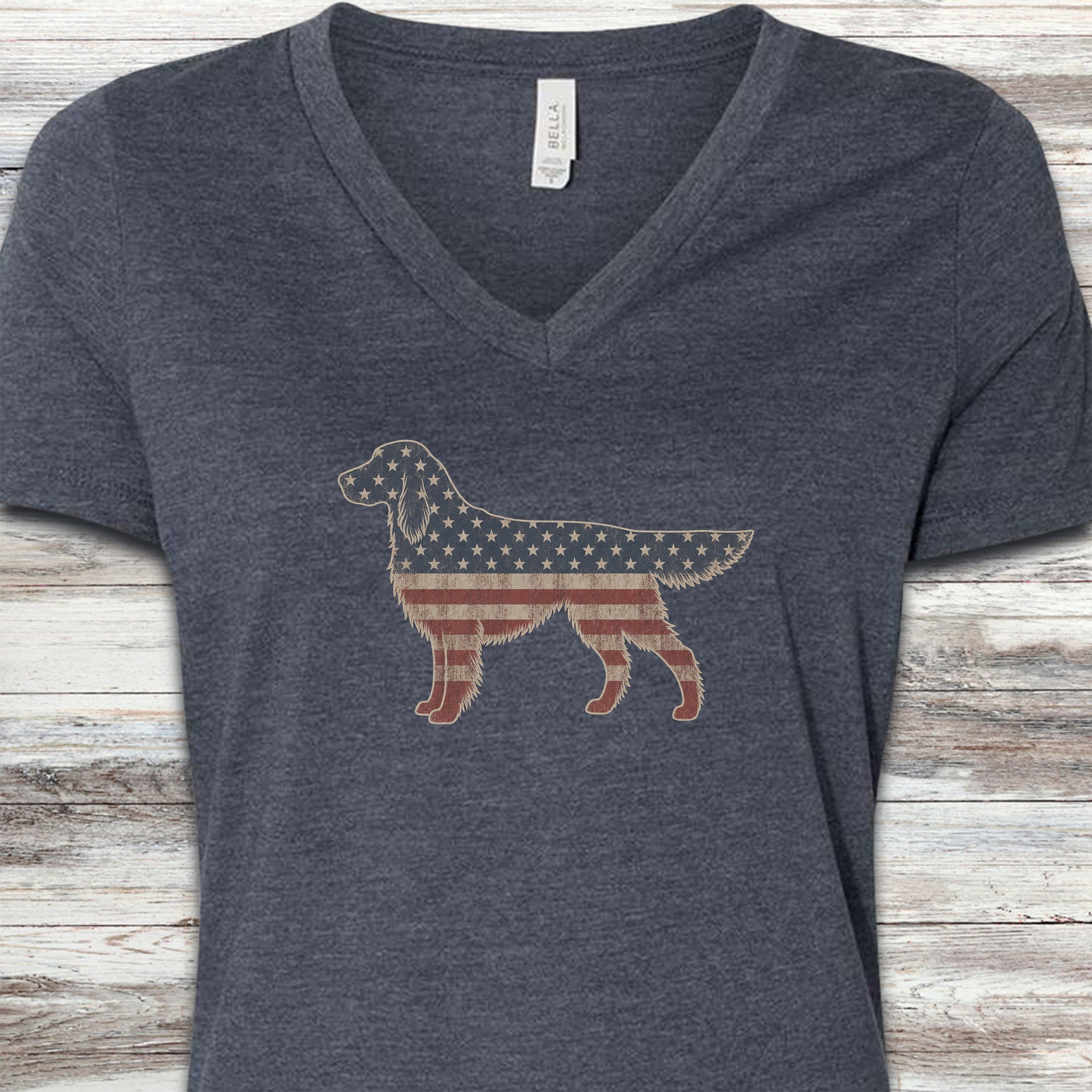 English Setter Vintage USA V-Neck Tee - Heather Navy