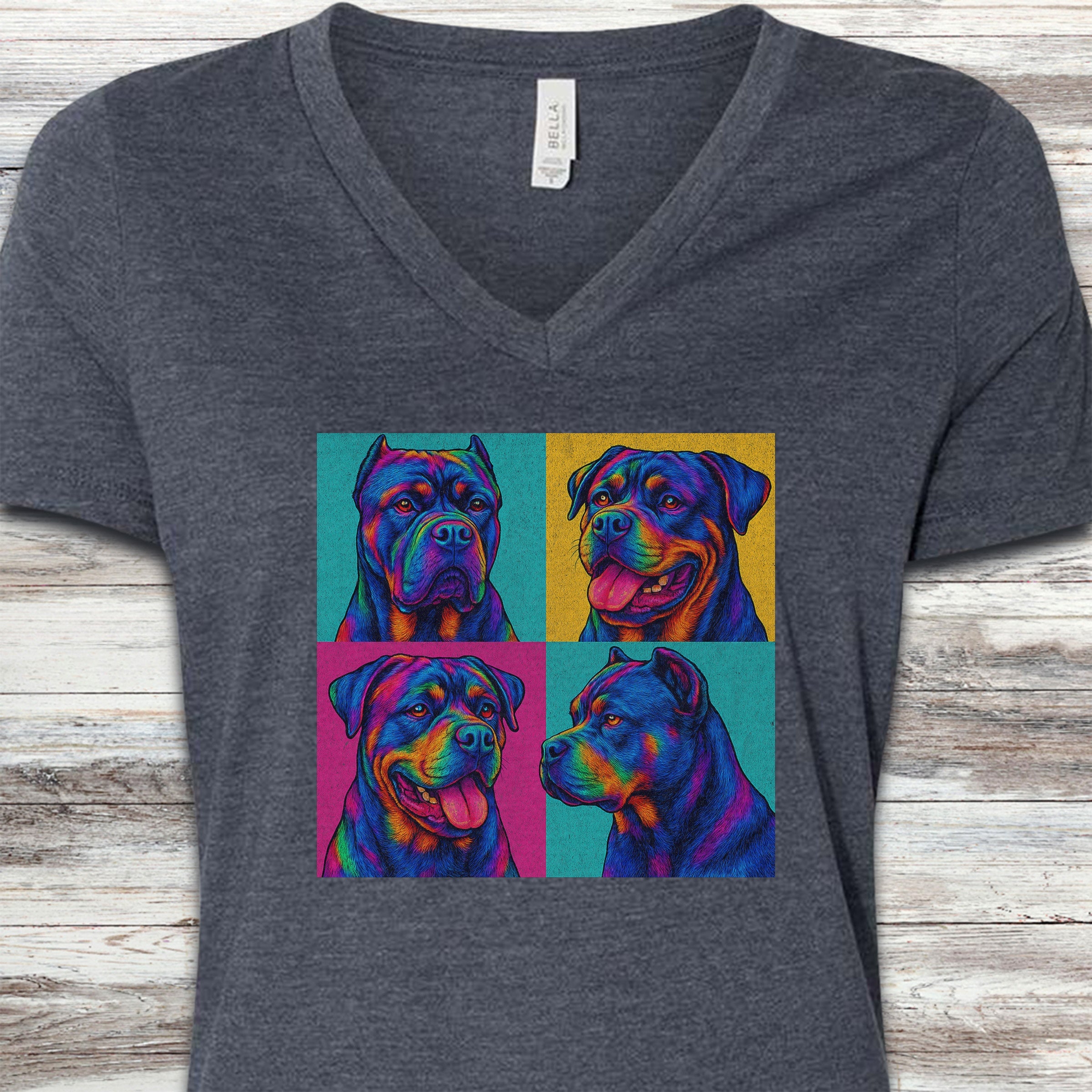 Cane Corso Pop Art V-Neck Tee - Heather Navy