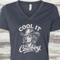 Dachshund Cool It V-Neck Tee - Heather Navy