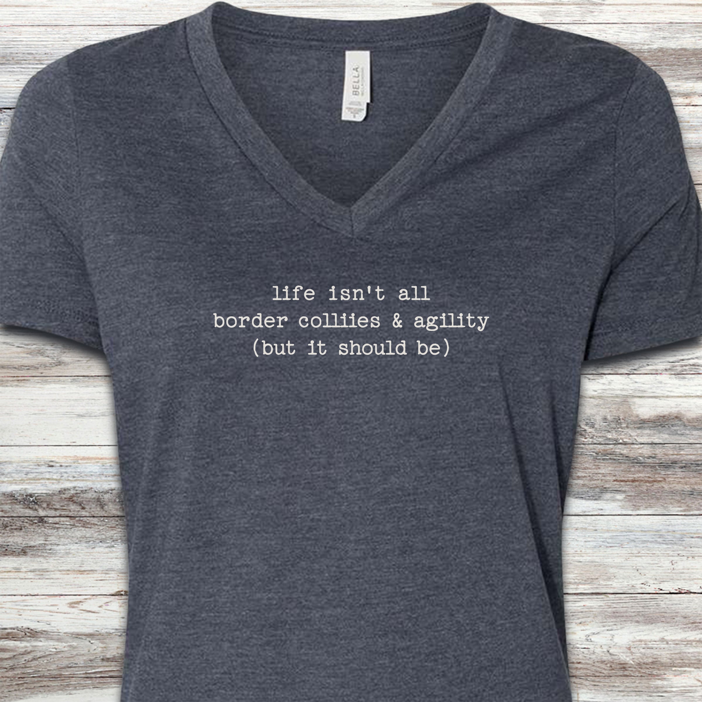 Border Collies & Agility V-Neck Tee - Heather Navy