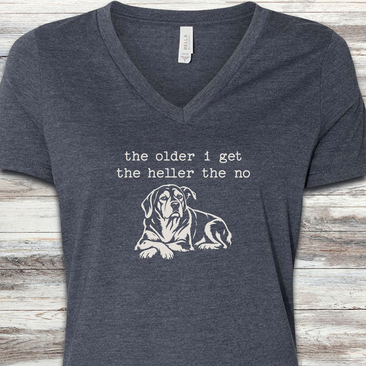 Hell No V-Neck Tee - Heather Navy