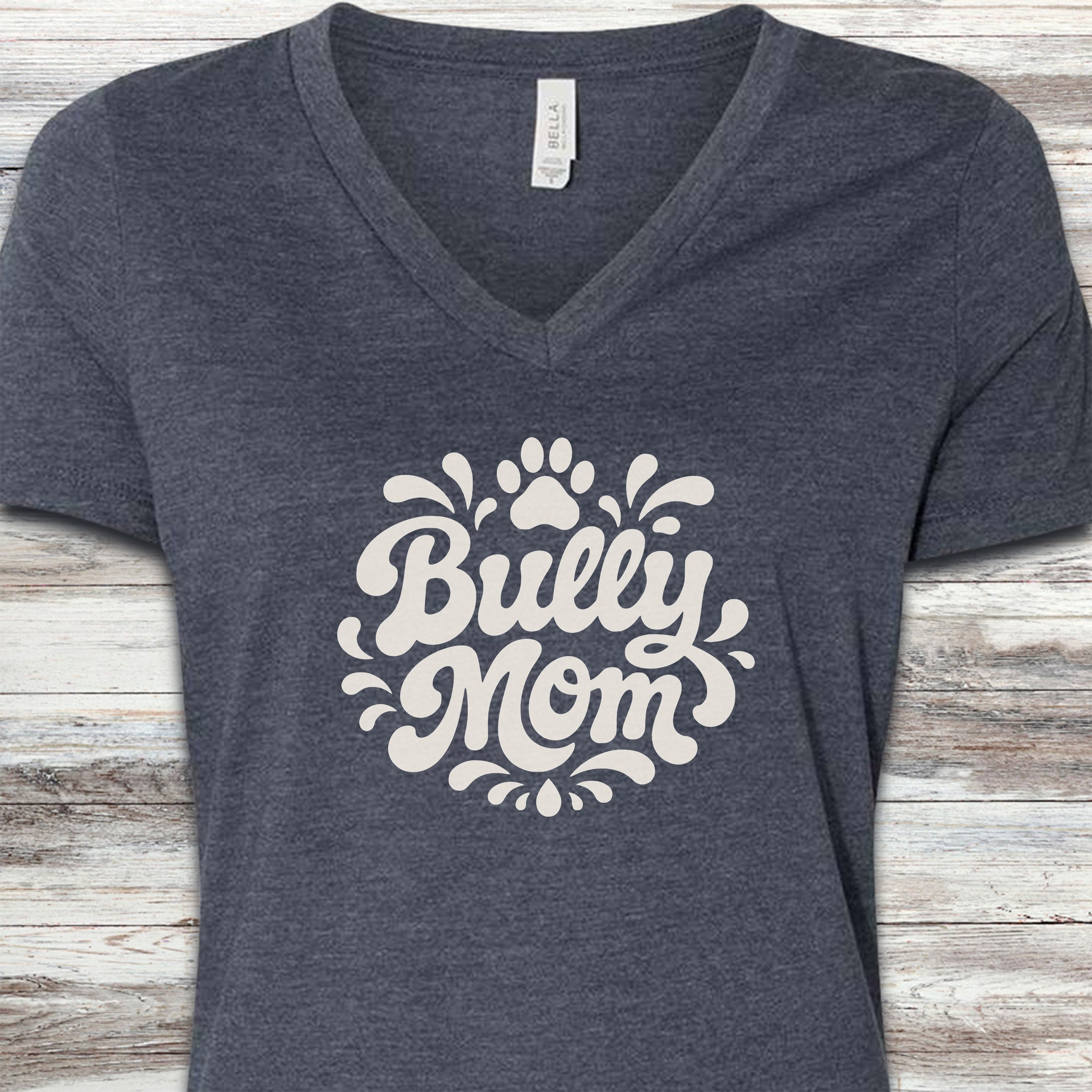 American Bully Groovy Mom V-Neck Tee - Heather Navy