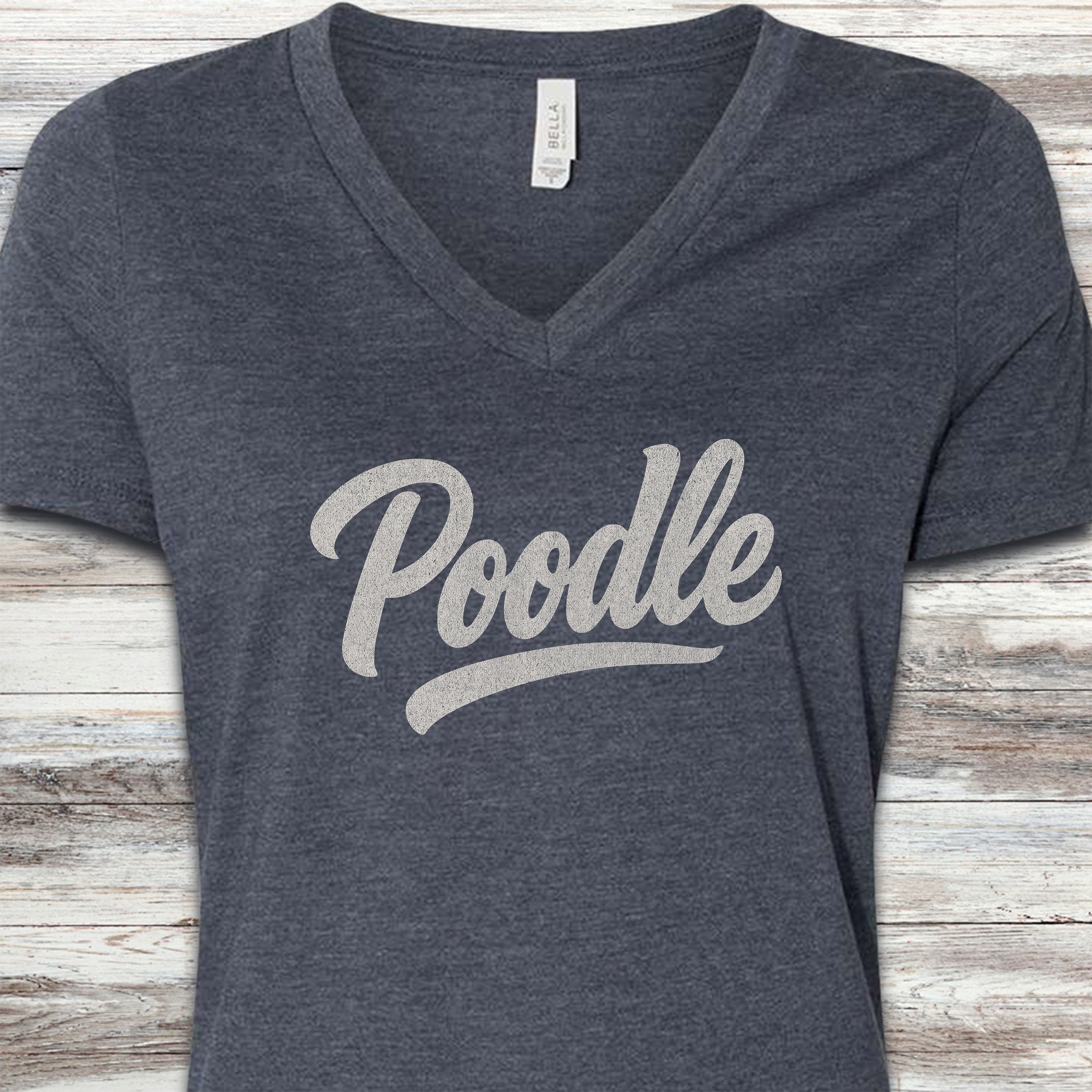 Poodle Team V-Neck Tee - Heather Navy