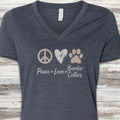Border Collie Peace V-Neck Tee - Heather Navy