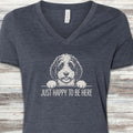 Sheepadoodle Happy V-Neck Tee - Heather Navy