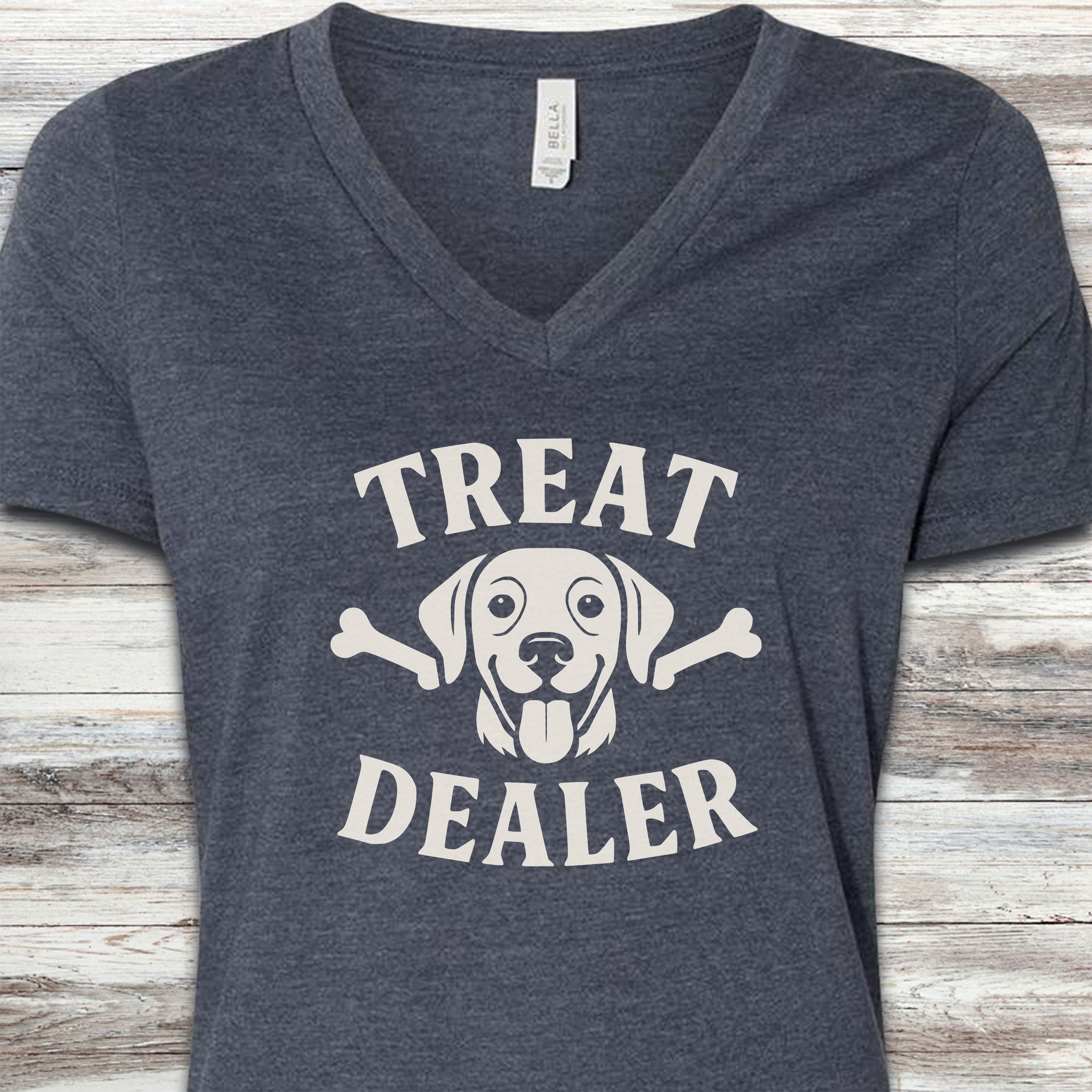 Treat Dealer Bones V-Neck Tee - Heather Navy