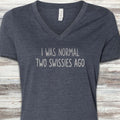 Swiss Mountain Dog Normal V-Neck Tee - Heather Navy