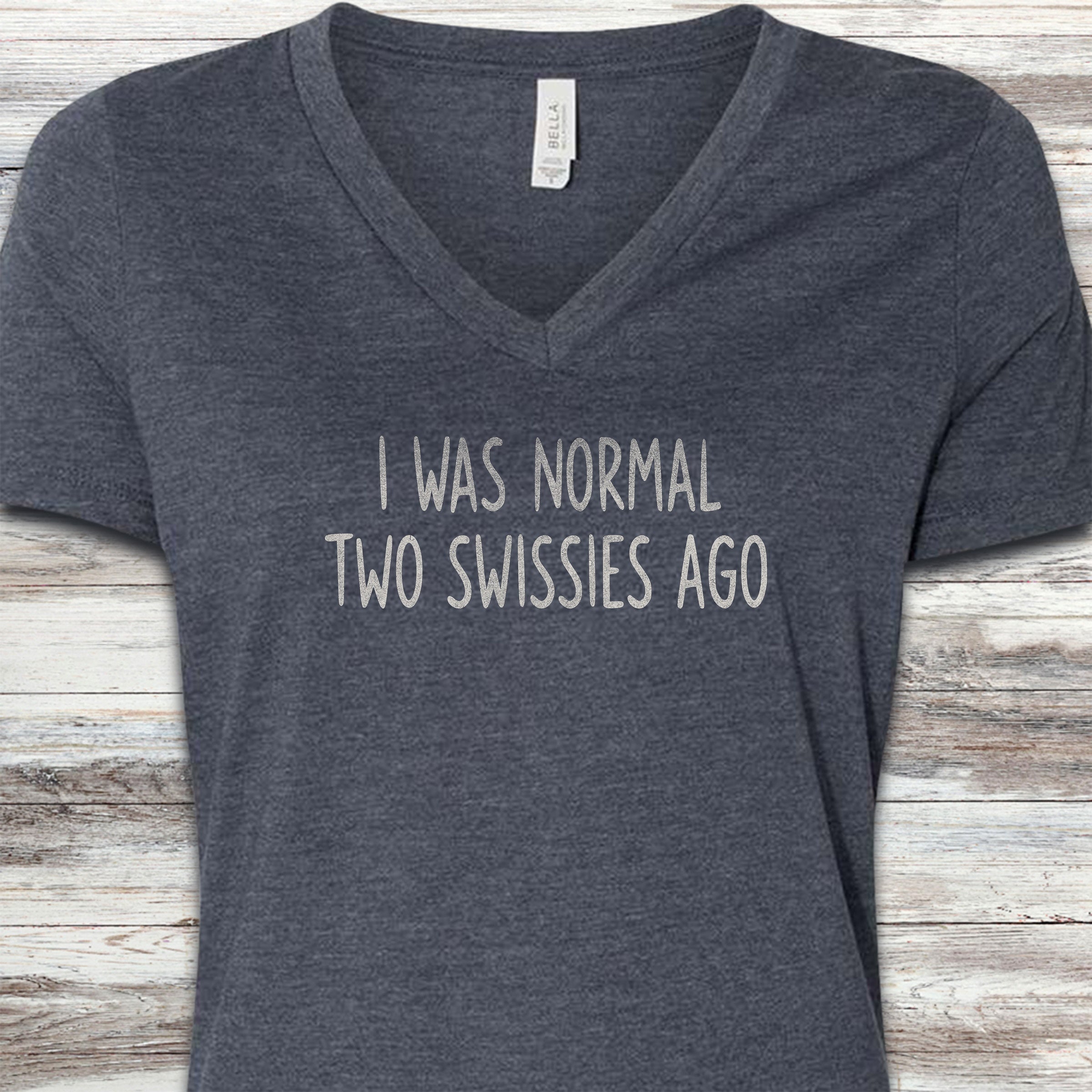 Swiss Mountain Dog Normal V-Neck Tee - Heather Navy