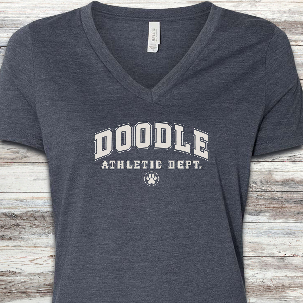 Doodle Athletic Dept V-Neck Tee - Heather Navy