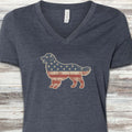 Golden Retriever Vintage USA V-Neck Tee - Heather Navy