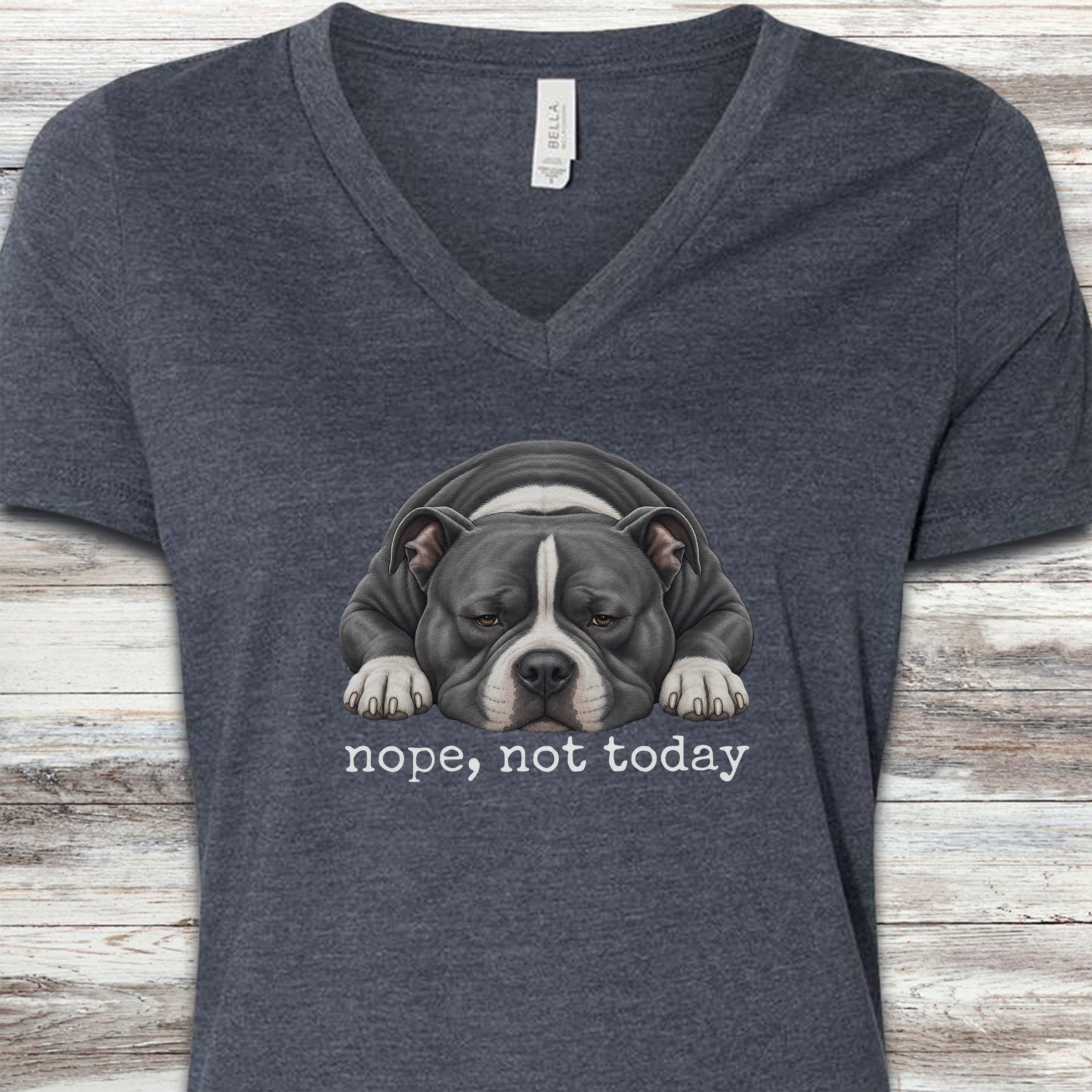 American Bully Nope V-Neck Tee - Heather Navy