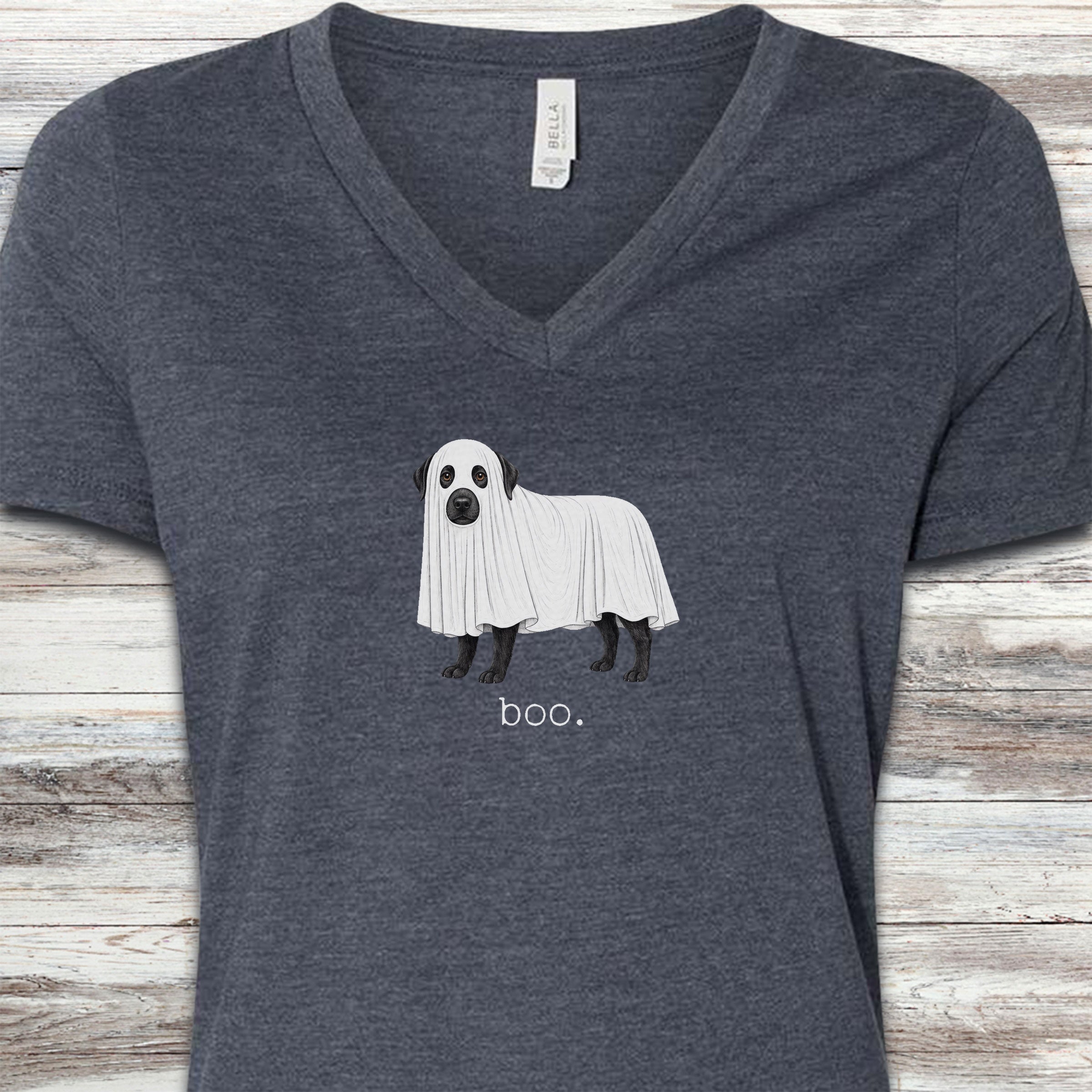 Labrador Retriever Black Boo V-Neck Tee - Heather Navy