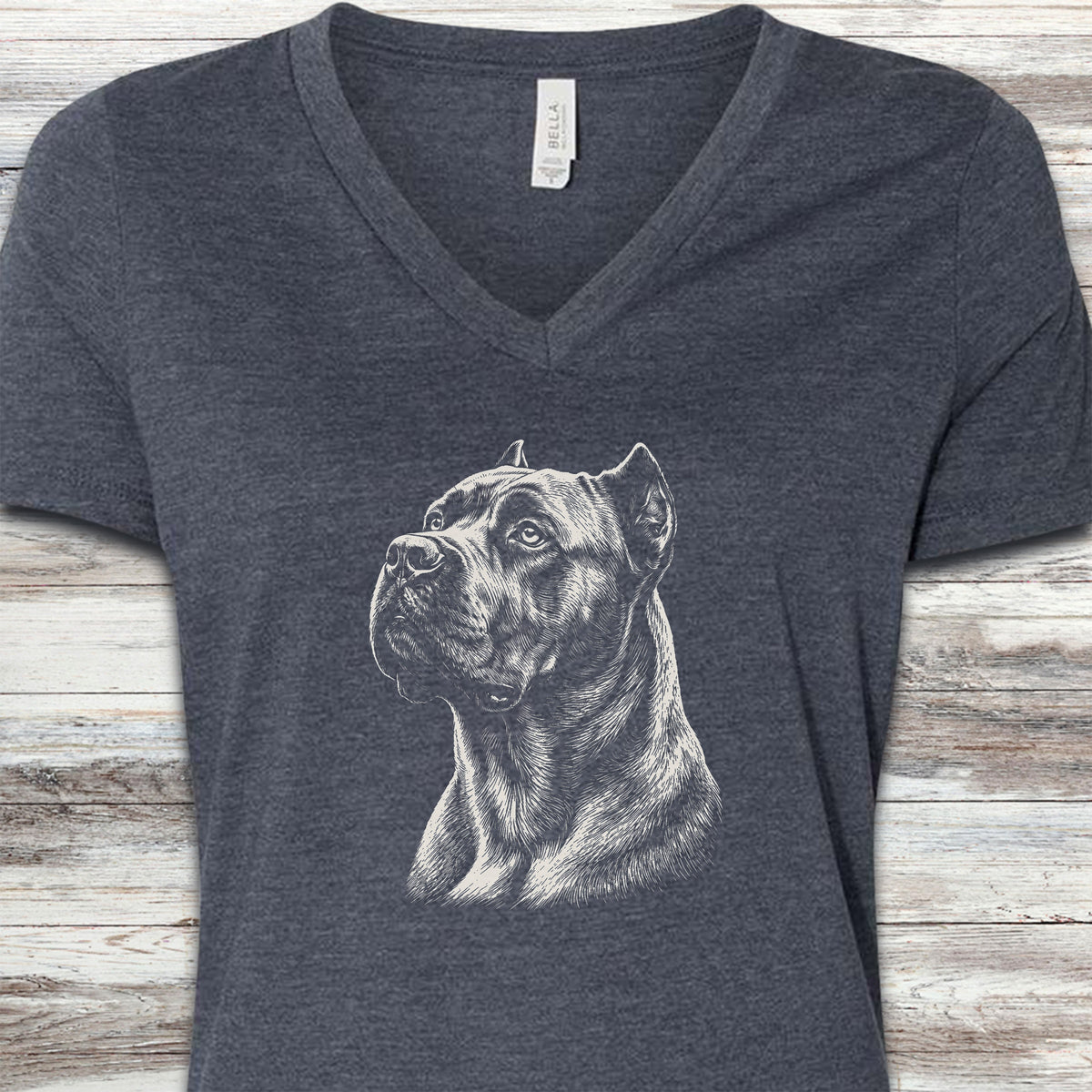 Cane Corso Loyalty V-Neck Tee - Heather Navy
