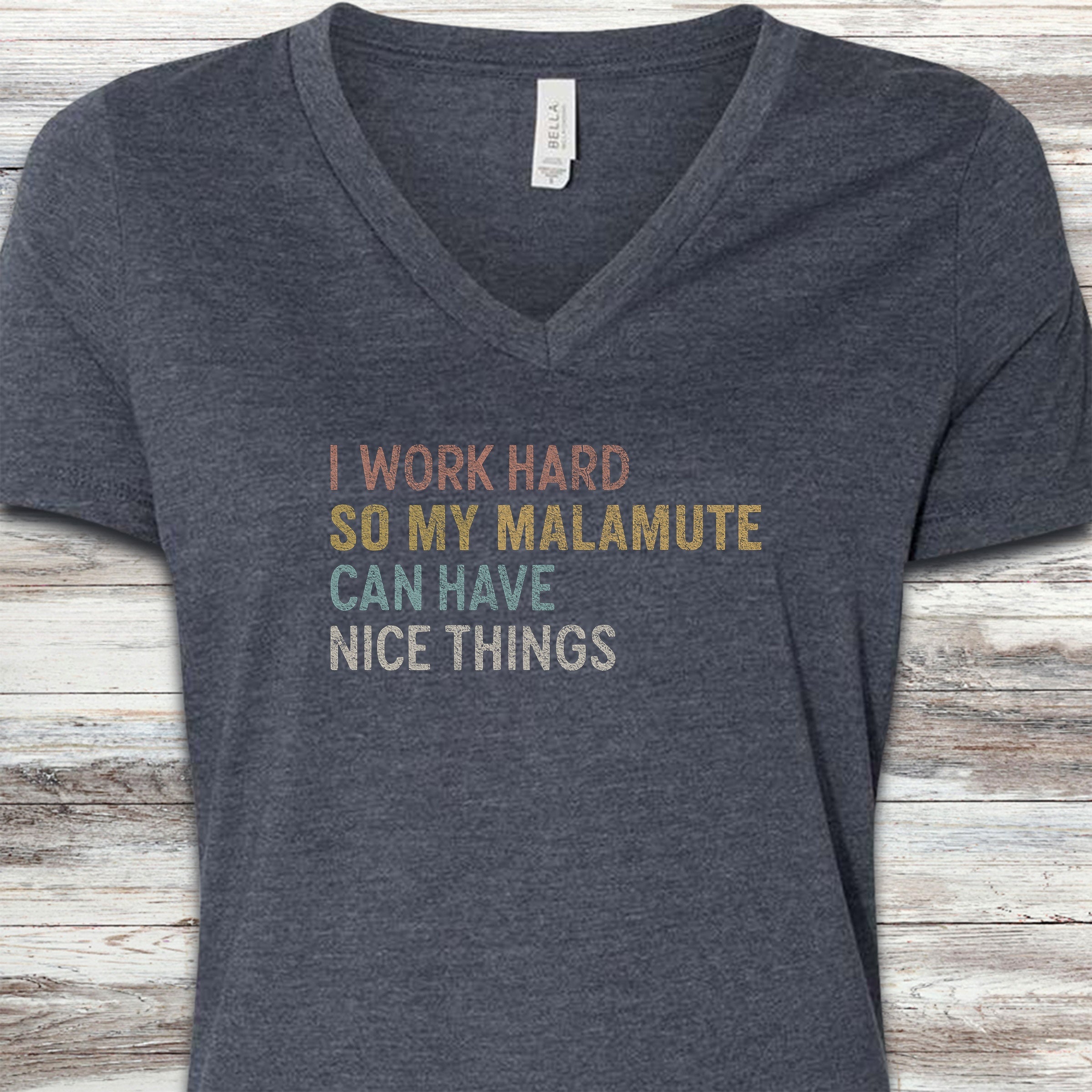 Malamute Work Hard V-Neck Tee - Heather Navy