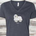 Havanese Boo V-Neck Tee - Heather Navy