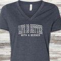 Bernese Mountain Dog Better V-Neck Tee - Heather Navy