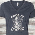 Australian Shepherd Merle Cool It V-Neck Tee - Heather Navy